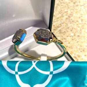Kendra Scott gold and gray stone bangle bracelet
